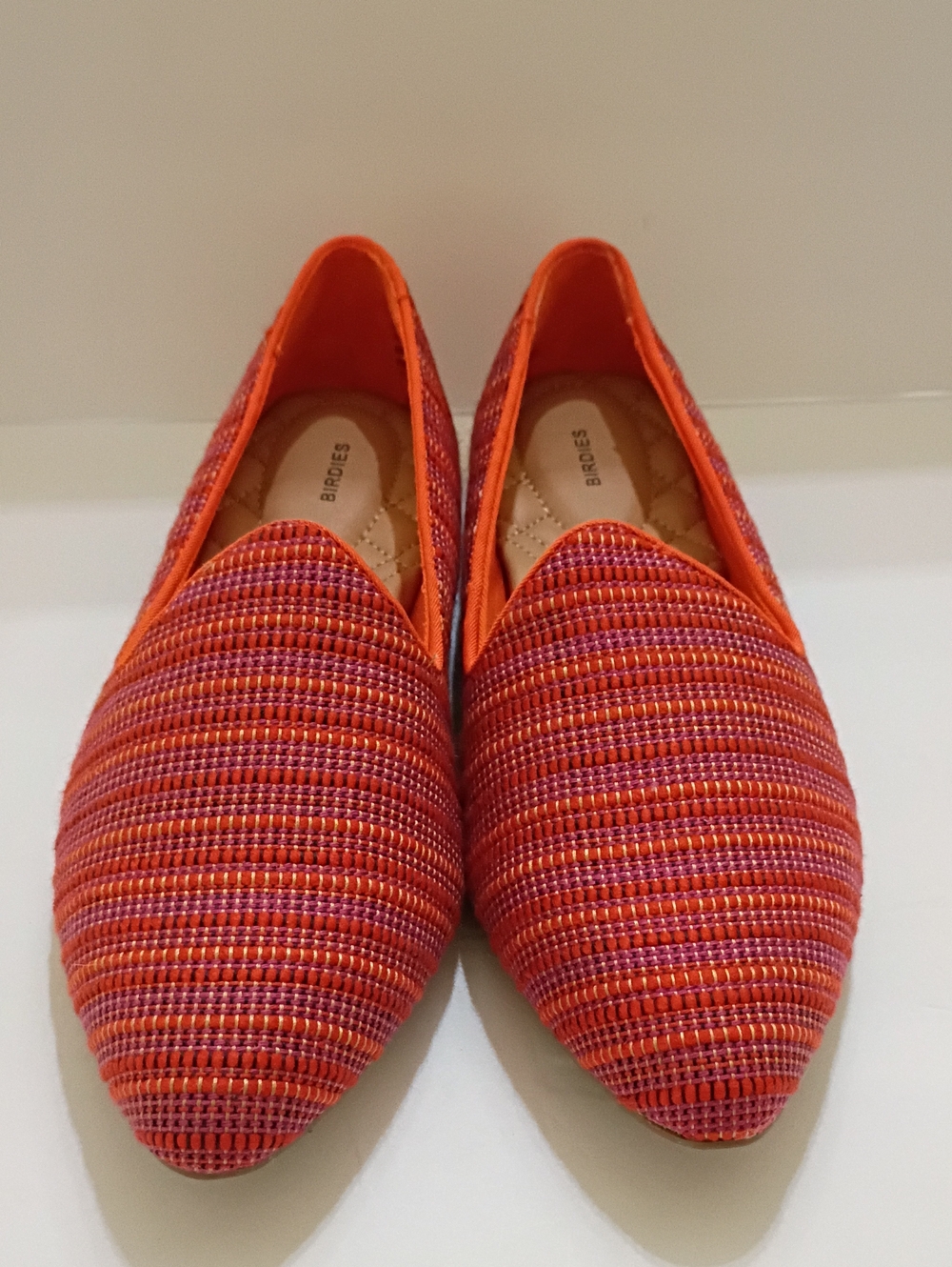 Birdies Orange Striped Pointed-Toe Flats